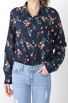 A1442 꽃무늬 소프트 베이직 셔츠
